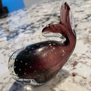 Purple Glass whale paperweight